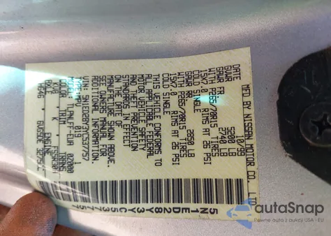 2000 Nissan Xterra Se/Xe из США, поврежденный, VIN 5N1ED28Y3YC537757